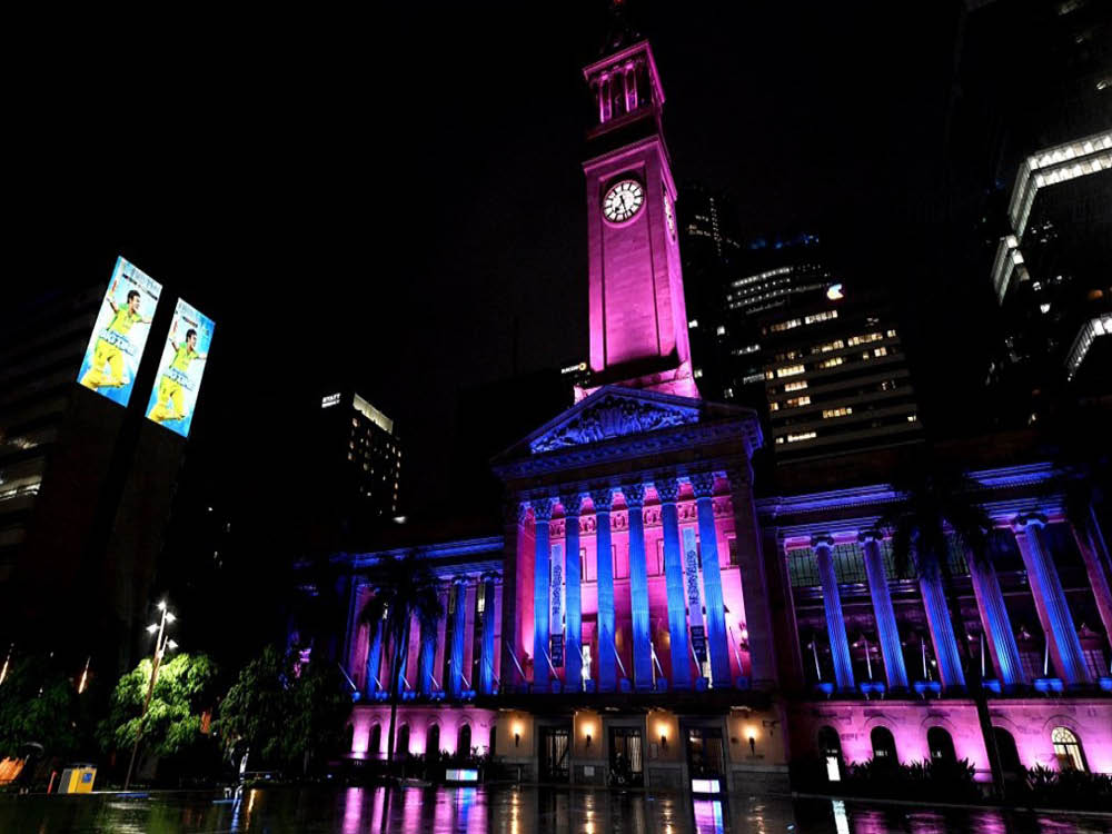 Town hall with T20 Advertising on billboard