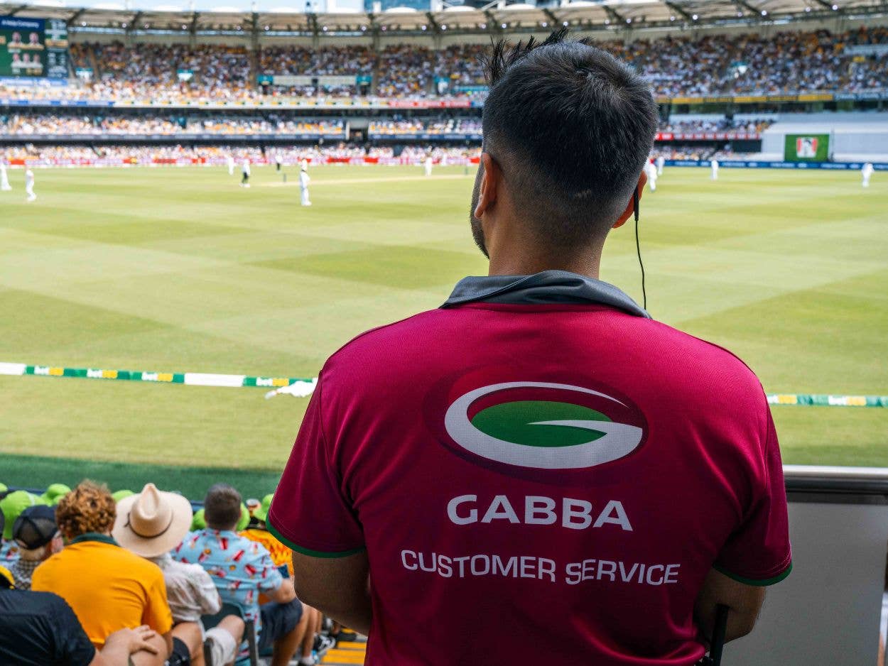 The Ashes Gabba CED Staff Member overlooking the crowd and field of play