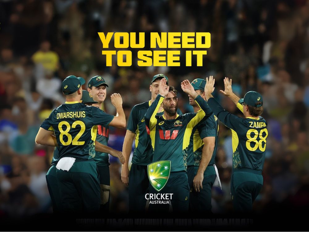A cricket team in uniform celebrating, with the text 'You Need to See It' at the top of the graphic. 