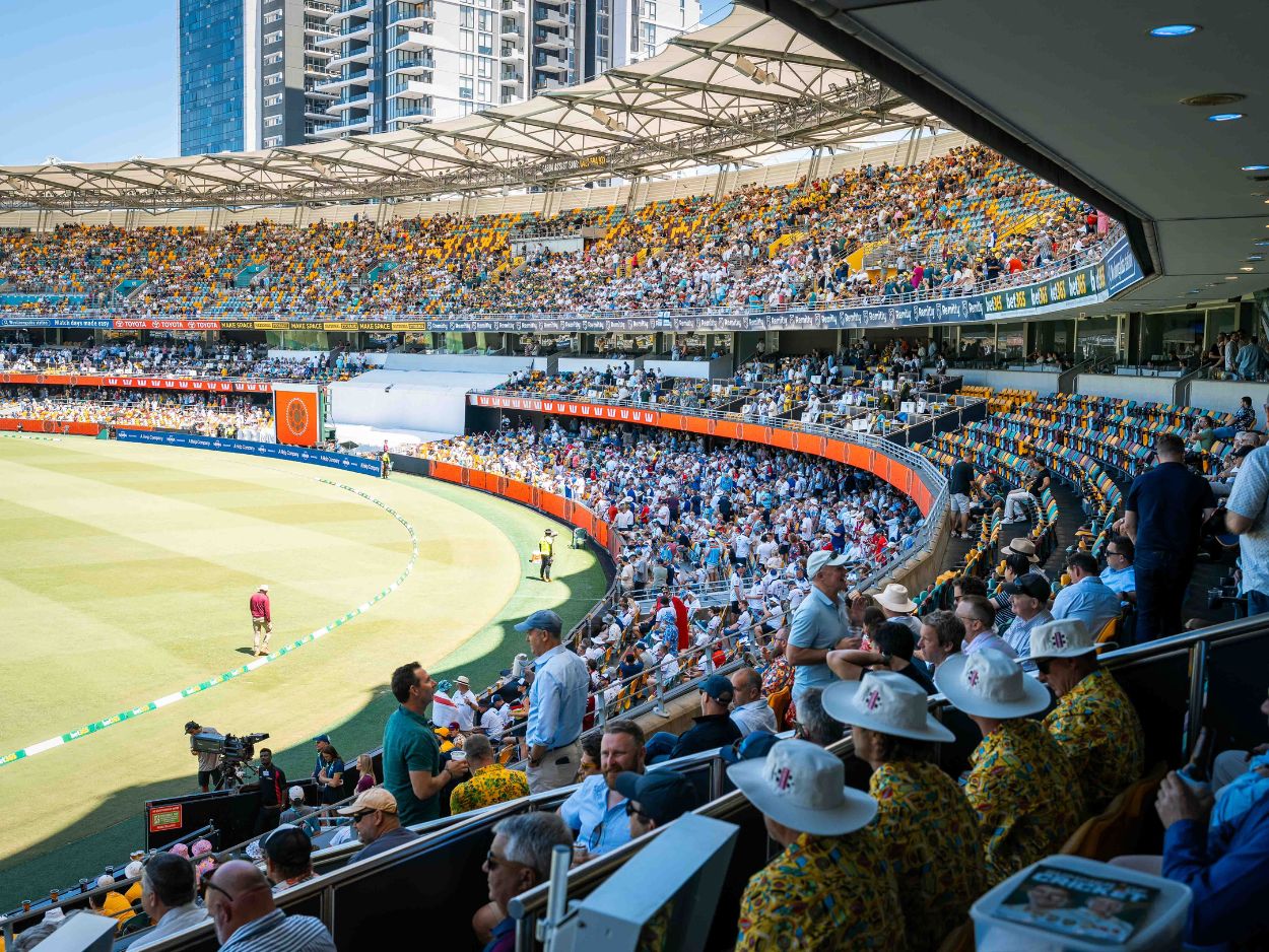 Half of the seating bowl at The Gabba at The Ashes